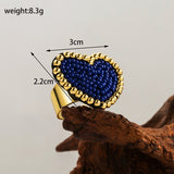 Adjustable Heart Shape Glass Copper Plating 18K Gold Plated Rings