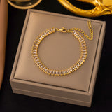 Zircon Luxurious Geometric Titanium Steel Inlay 18K Gold Plated Bracelet