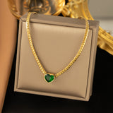 Zircon Heart Shape Titanium Steel Plating Inlay 18K Gold Plated Necklace / Bracelets