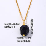 Simple Rhombus stainless steel natural stone plating chain pendant necklace