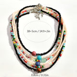 Handmade stainless steel gemstones crystal beaded plating silver plated necklace
