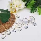 Choose size Shell Round Stainless Steel Shell Patchwork Earrings
